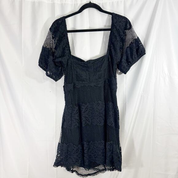 Free People “Be Your Baby” Black Lace Gothic Mini Dress Small - Picture 2 of 7